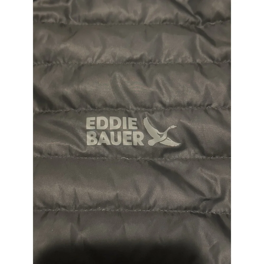 Eddie Bauer Men's Small Black 650 Down Full Zip Puffer Jacket EUC